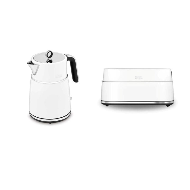 Morphy Richards Signature Matt Jug Kettle and 4-Slice Long Slot Toaster Bundle, Cordless, 1.5L, Variable Browning Control, Moonlight White - 100704, 2