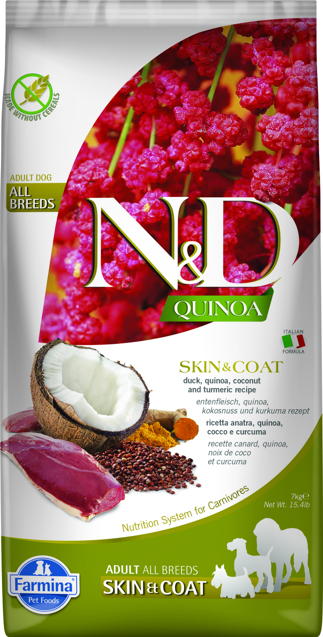 Farmina Quinoa Coat Formula (Ente, Quinoa, Kokosnuss und Kurkuma) Adult Hundefutter 7 kg