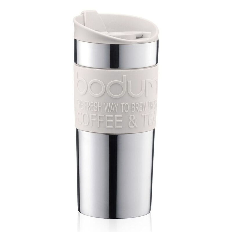 Vacuum Travel Mug 350ml - Silver & White