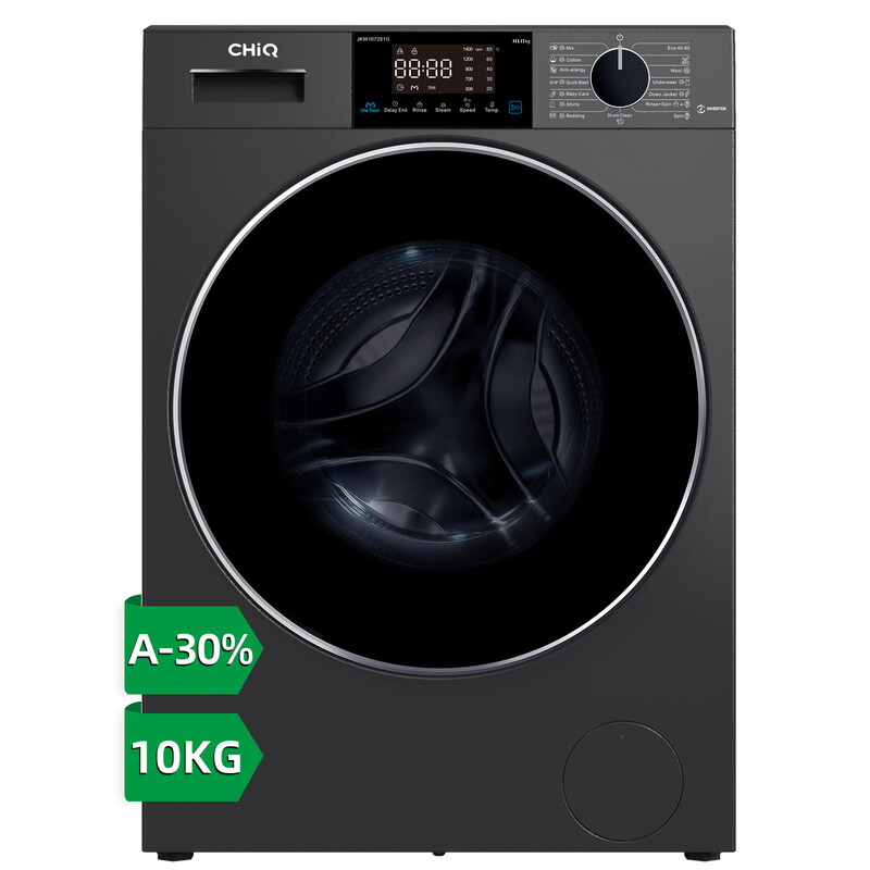 CHiQ JKW107281G 10kg A-30% 1400rpm Inverter Steam Washing Machine – Premium Graphite Grey