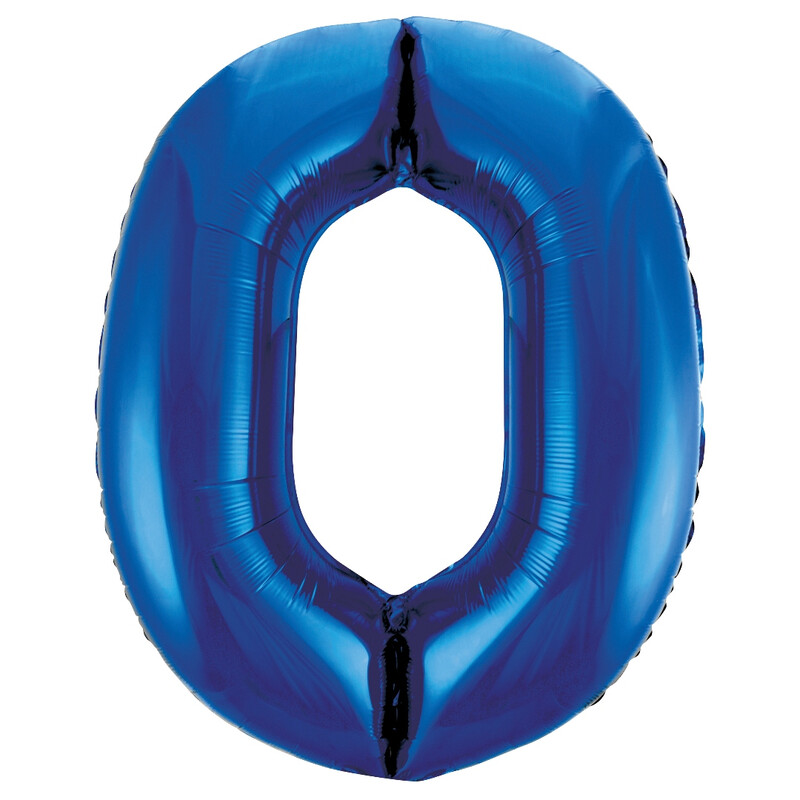 Unique Giant Number 0 Balloon, Blue, 86cm