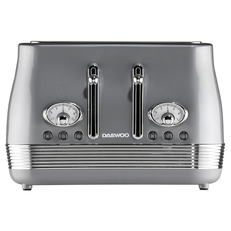 Denver 4 Slice Retro Toaster, Wide Slots, Smoked Grey - SDA2748GE