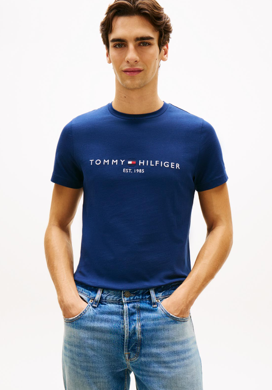 Tommy Hilfiger Msw Logo Embroidery Slim T-Shirt - Carbon Navy