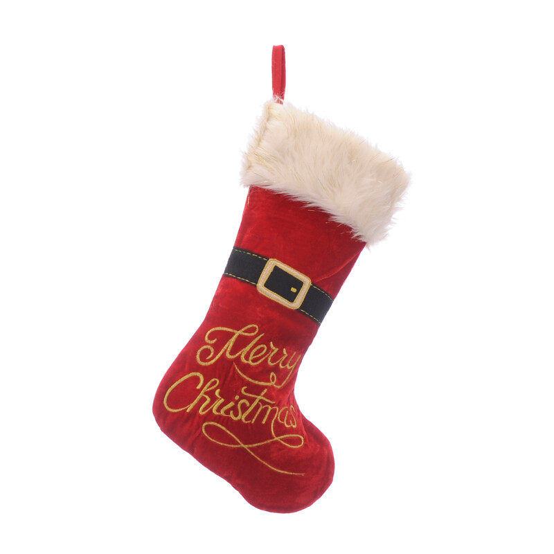 Festive 52Cm Red Stocking With Santa Belt
