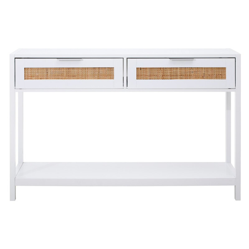 Console Table 2 Drawers Sherman White/Rattan