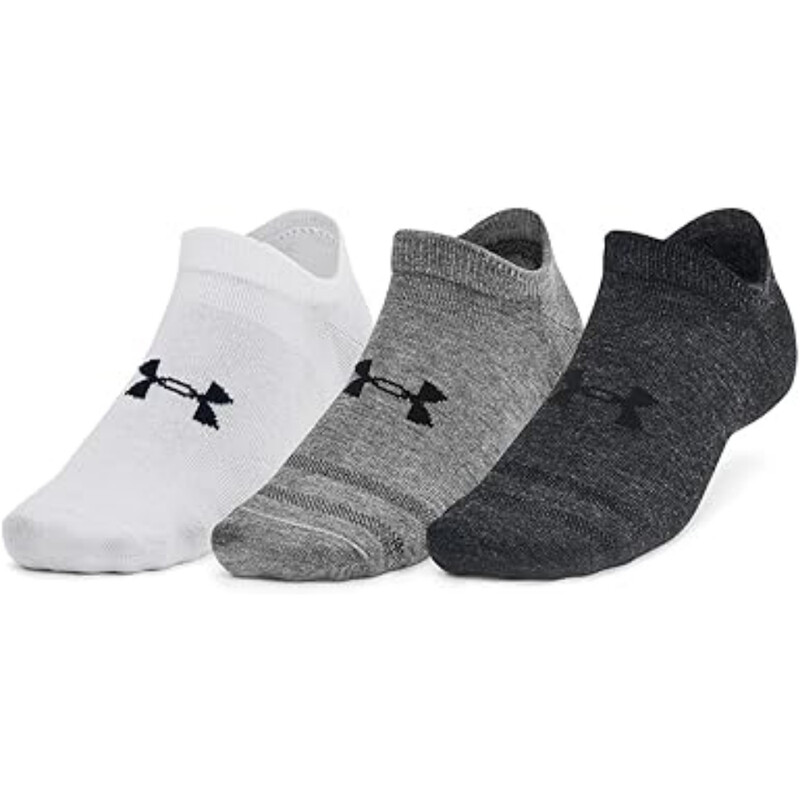 Essential Unisex 3-Pack No-Show Socks Castlerock/White/Black M
