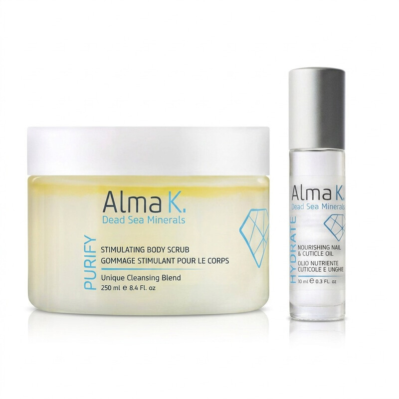 Alma K Geschenkset | 28 % sparen | Belebendes Körperpeeling + Gratis Nagel- & Nagelhautöl 10 ml