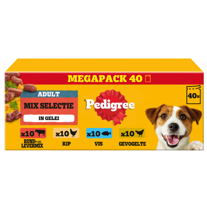Pedigree pouch adult mix selectie in gelei multipack 40 × 100 g