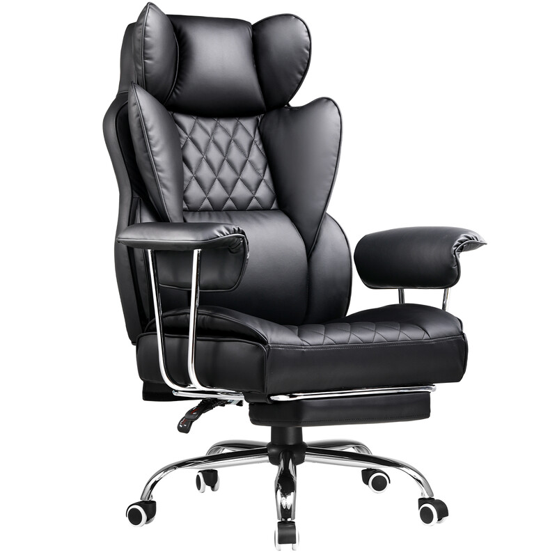 GTPlayer gamingstoel, directiestoel met voetensteun, ergonomische stoel met zware constructie, hoge rugleuning en lendensteun, draaibare computerstoel, thuis relaxstoel, zwart
