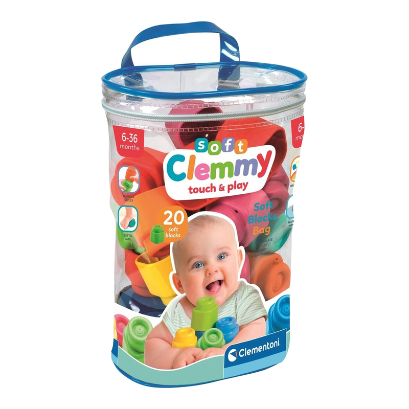 Clementoni Clemmy zachte baby blokset - 20 stuks, zachte kleur