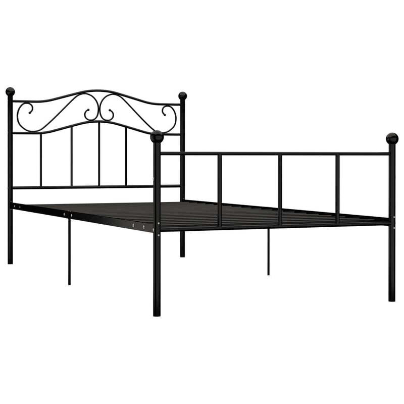 vidaXL 100x200 cm Bettgestell, Schwarz Metall, Matratze nicht enthalten