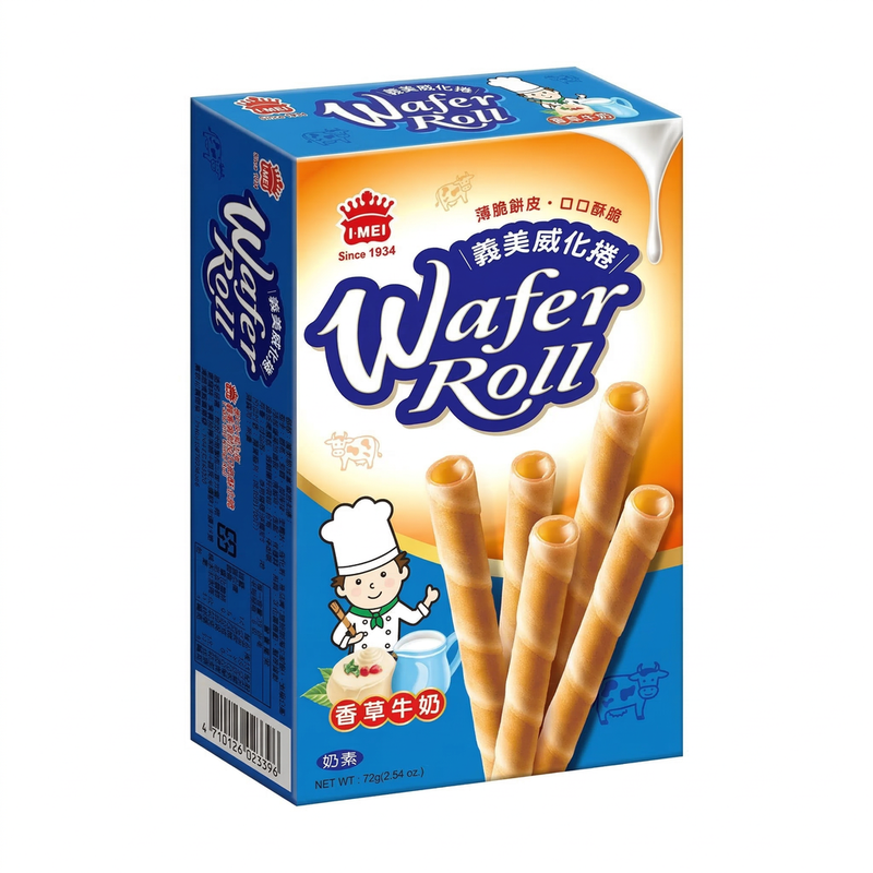 Yi Mei Light I Mei Wafer Rolls Vanilla Milk Flavor 72G