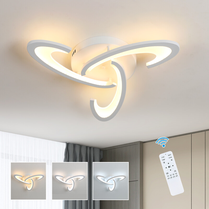 LED Ceiling Light, 30W Dimmable LED Ceiling Light with Remote Control, White Modern L