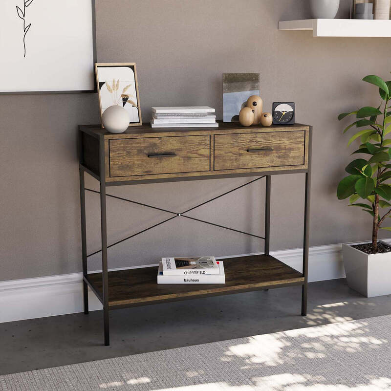 Console Table Brooklyn 2 Drawers Rustic Brown/Black