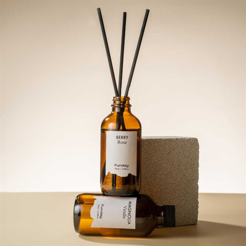 Slim Bottle Reed Diffuser (New Style) - Sandalwood No.33 (Woody Tone), 120ML, 1 Set