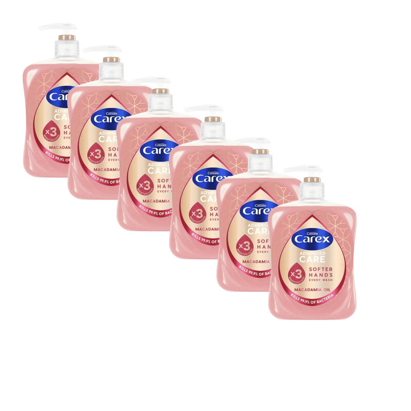 Carex Advanced Care Macadamia Oil Antibacterial Hand Wash 250ml- 6 Pack bundle