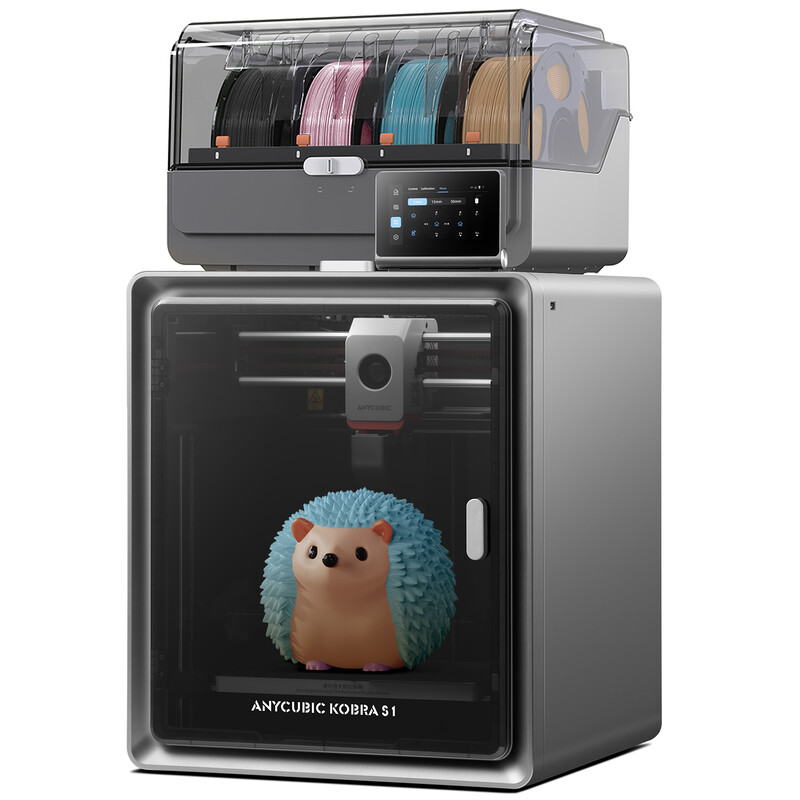 ANYCUBICxJOYBUY Kobra S1 ACE 2 Pro Combo Meerkleurige 3D-printer, 16-kleuren printen, 600 mm/s ultrasnelle snelheid, volledig afgesloten CoreXY, stille 44 dB printen