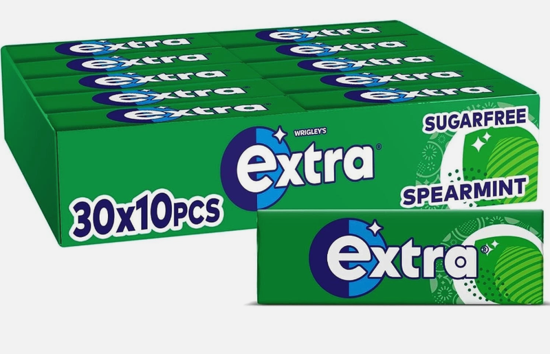 Wrigley Extra Sugar Free Spearmint Chewing Gum 10 Pieces x30