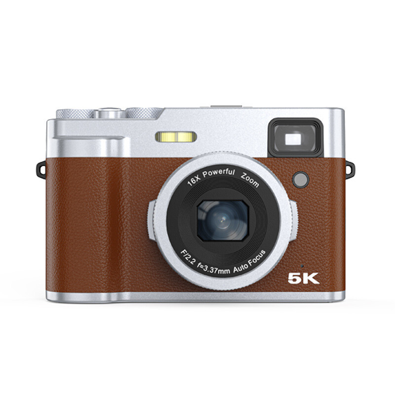 Songdian Retro-Digitalkamera 48MP – Autofokus, kompakt, 5K Ultra HD, 2,8-Zoll-LCD, optischer Sucher, für Schüler, Jugendliche und Anfänger – Braun