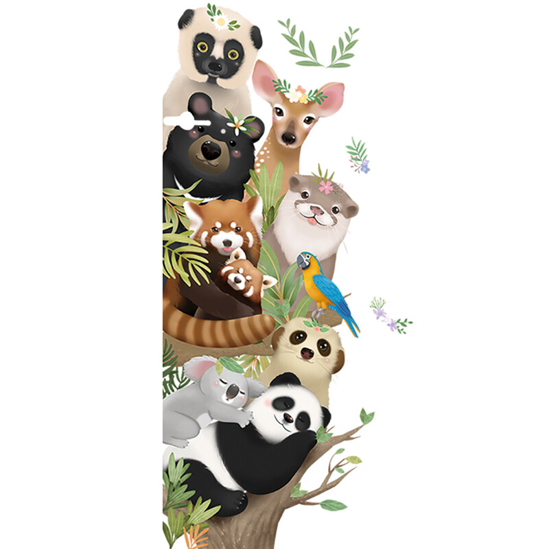 Super Cute Animals Tree Panda Koala Otter Deer Bear Monkey Peel and Stick Wall Sticke