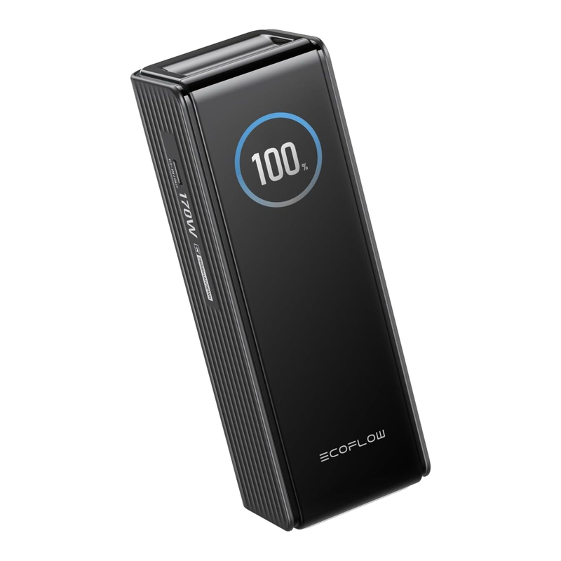 EcoFlow Powerbank 25000 mAh 170 W mit zwei 140-W-USB-C-Anschlüssen, tragbares Ladegerät und Laptop-Powerbank für iPhone 17/16/15-Serie, Samsung, iPad, Steam Deck, Switch, Schwarz