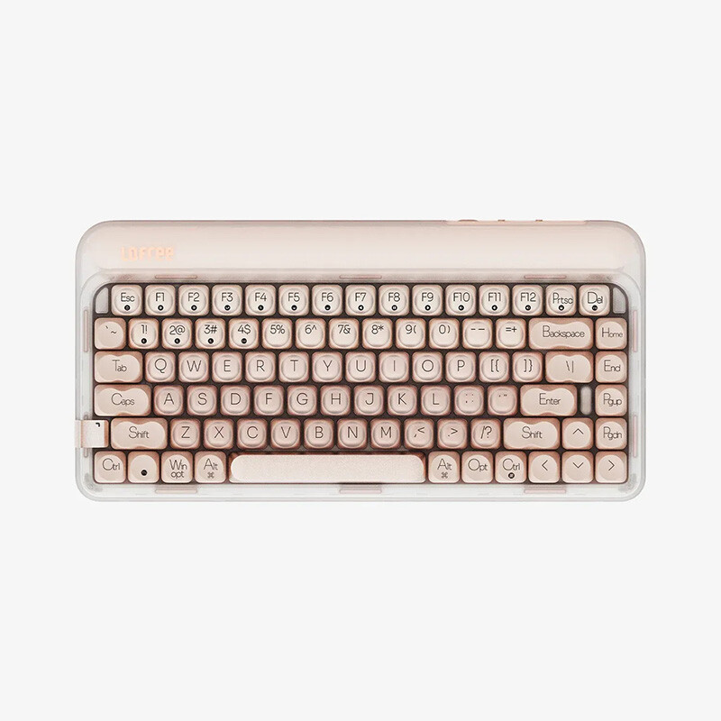 【Gratis muis als cadeau】Lofree OE914 75% mechanisch tri-mode toetsenbord, QWERTY US-indeling, 84 toetsen, hot-swappable lineaire switches, 4000 mAh batterij, warmkleurige LED-achtergrondverlichting, warmroze