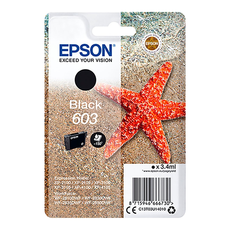 Epson C13T03U14010 inktcartridge, 1 stuk, origineel standaard rendement, zwart