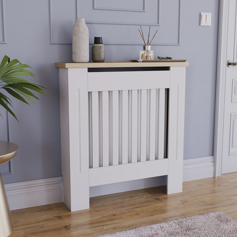 Radiator Cover Arlington White/Oak Effect Small