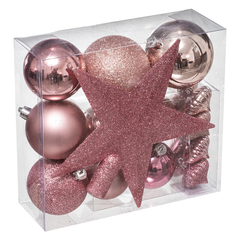 Atmosphera Colorama Lot de 18 pièces de décoration pour sapin de Noël - Rose