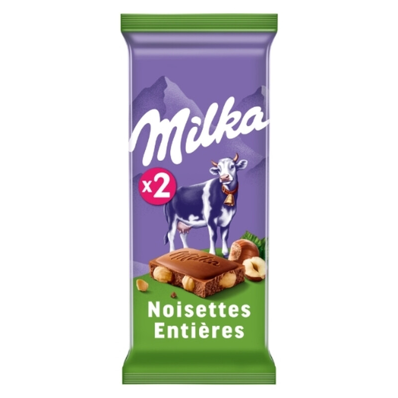 Tablette De Lait Noisettes Entières Milka Les 2 Tablettes De 100 G