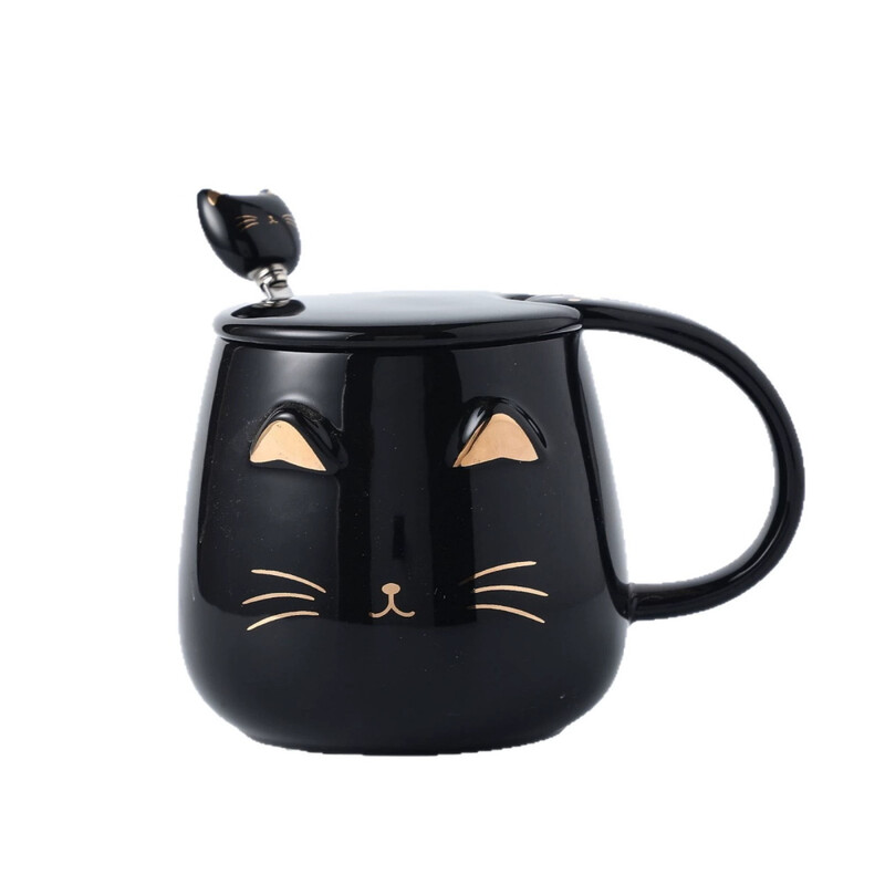 Creative Cat Mug Office Cup Black