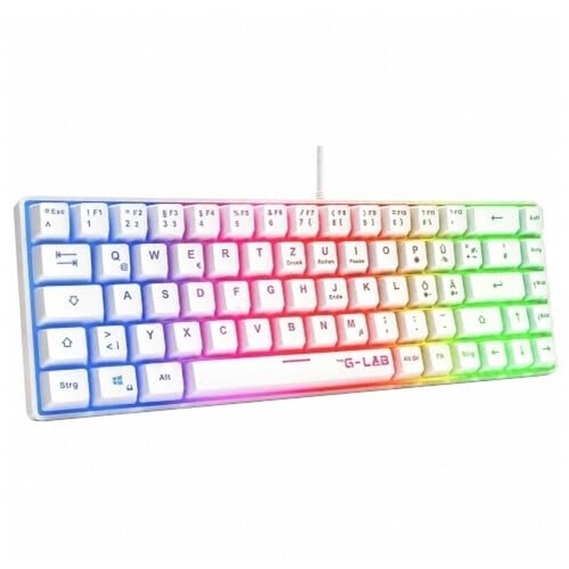 The G-Lab KEYZ-HYDROGEN-W/DE Gaming-Tastatur - Membran - Regenbogen - 60 % - Weiß