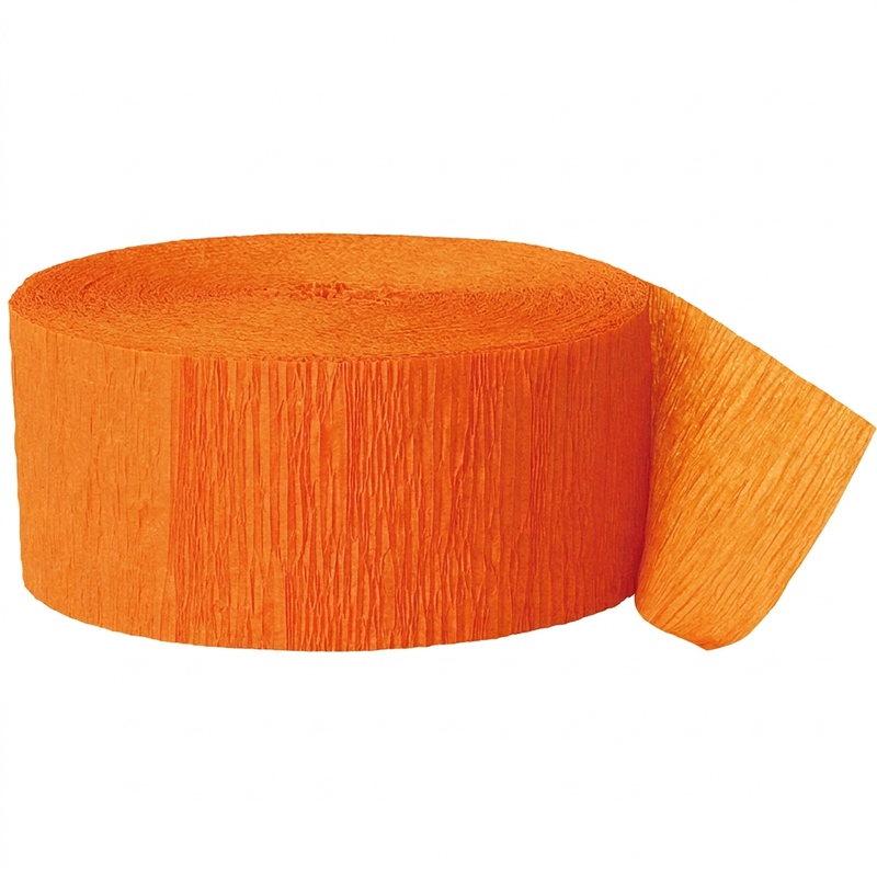 Unique Party Orange Crepe Streamer, 81 Ft
