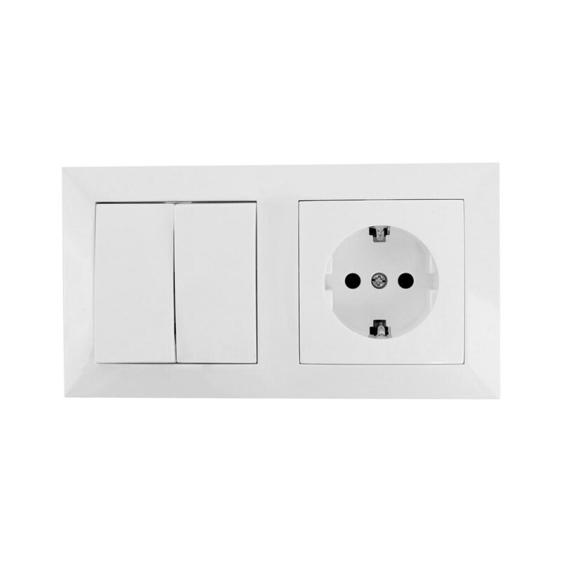 Aigostar Wandschalter Steckdosen/2-fach Kombination/Schuko-Steckdose+2-fach 1-Wege-Schalter/Unterputz/Weiß/PC