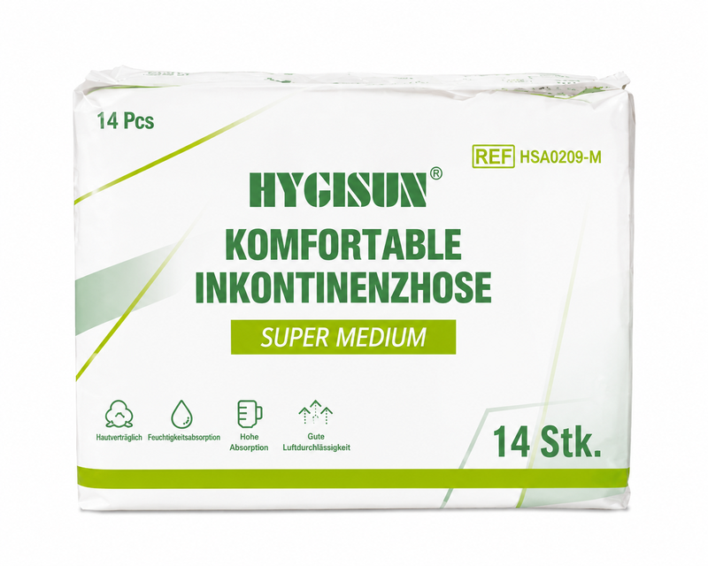 HYGISUN Premium Unisex Erwachsenenwindeln, Ultra-Saugfähig, 14 Stück, Vorteilspack, Größe M (14 pro Beutel) EU