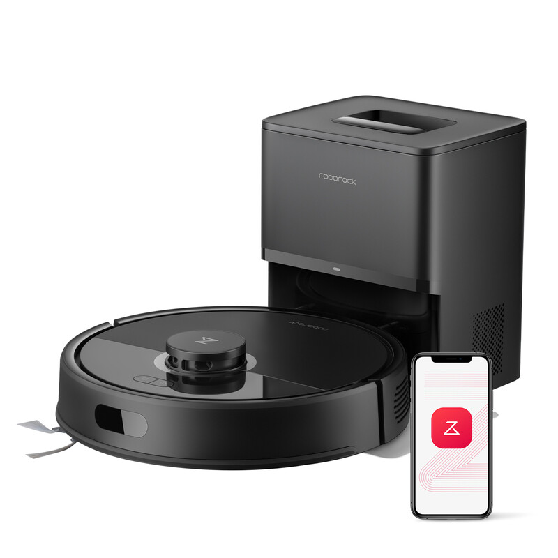 Roborock Q7 L5+ Saugroboter mit Wischfunktion, automatische Staubentleerung, duales Anti-Verhedderungs-System, 8.000 Pa Saugkraft, LiDAR-Navigation, Mopp-Roboter für Teppiche und Tierhaare, App-Steuerung, Schwarz
