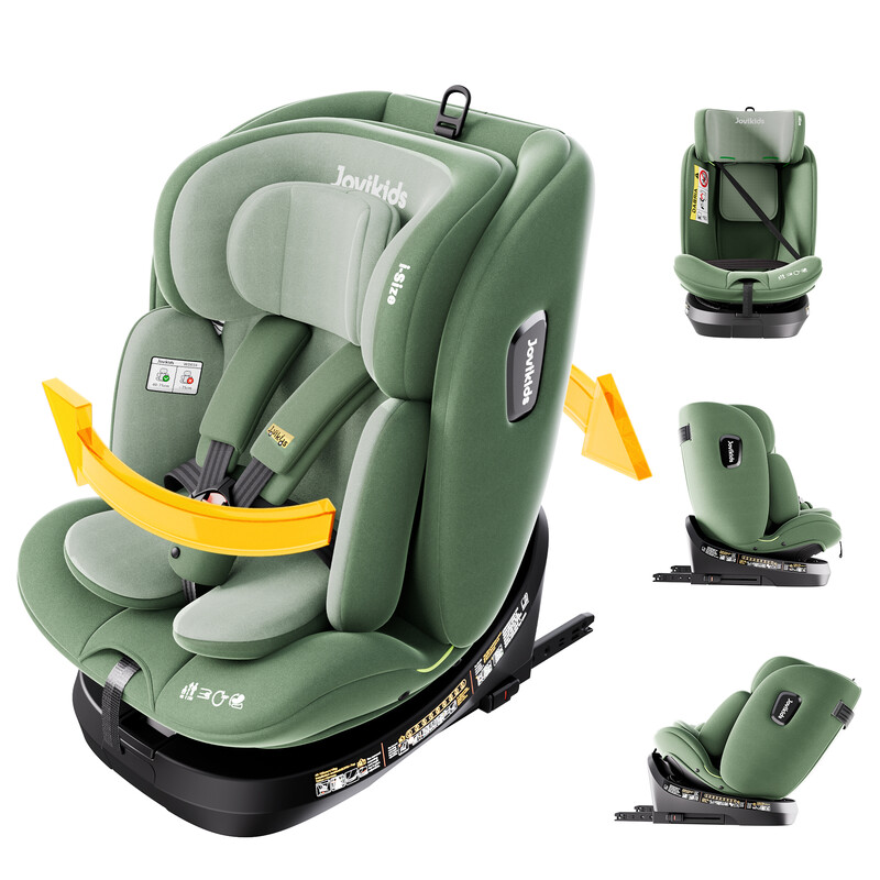 Jovikids ISOFIX autostoel 360° voor baby's en kinderen van 40-150 cm, draaibare autostoel voor pasgeborenen 0-12 jaar, ECE R129/E4, ISOFIX-bevestigingen, Top Tether - groen