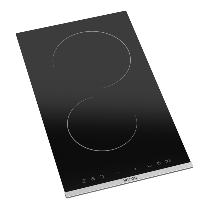 Wiggo WH-E312G(B) inbouwinductiekookplaat 30 cm 2 kookzones aanraakbediening 1-fase stekkerklaar zwart