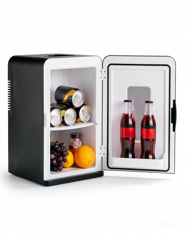 15L Mini Fridge for Bedroom, AC+12V DC Power Small Fridge for Dorm RV