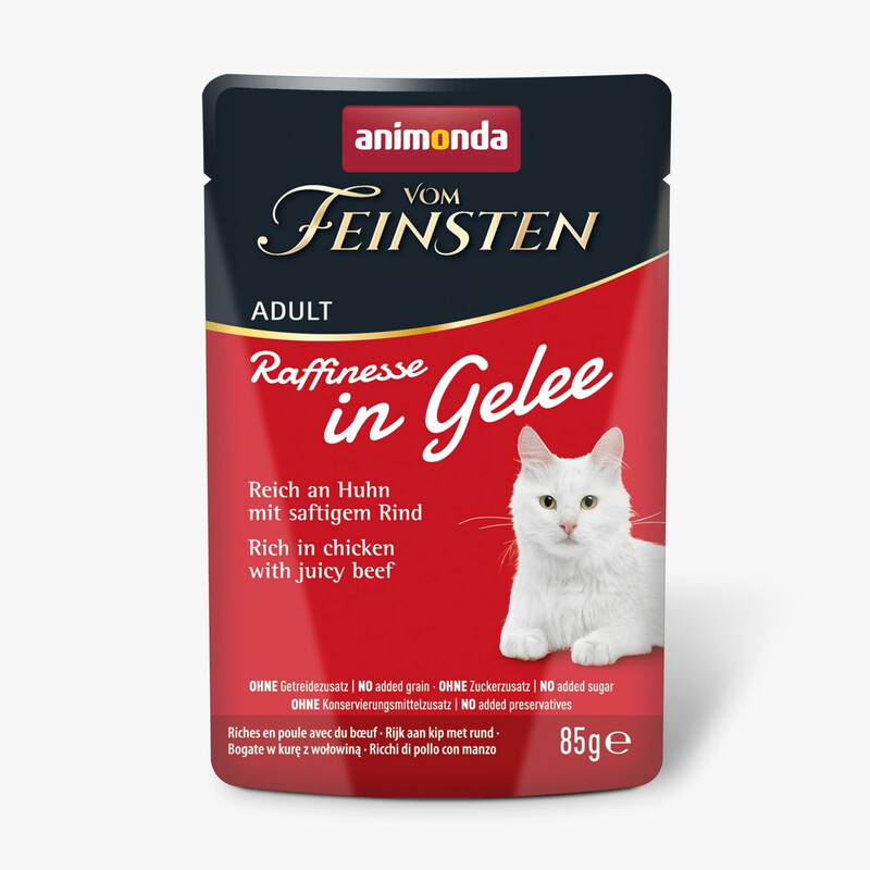 animonda Vom Feinsten Adult Raffinesse in Gelee Huhn + Rind Katzennassfutter, 24 × 85 g