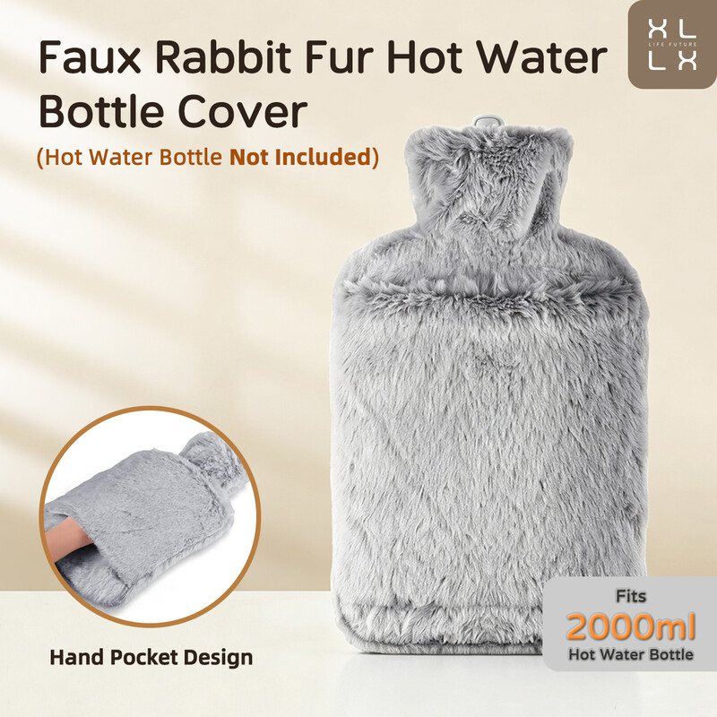 XLLX 1 stuk zachte en pluizige warmwaterkruikhoes - met kangoeroe-zeil, kunstmatige konijnenhoes, houdt handen en lichaam warm in de winter. Verwarmt gelijkmatig en beschermt tegen oververhitting, cadeaus voor mannen en vrouwen, geschikt voor 2 L warmwate