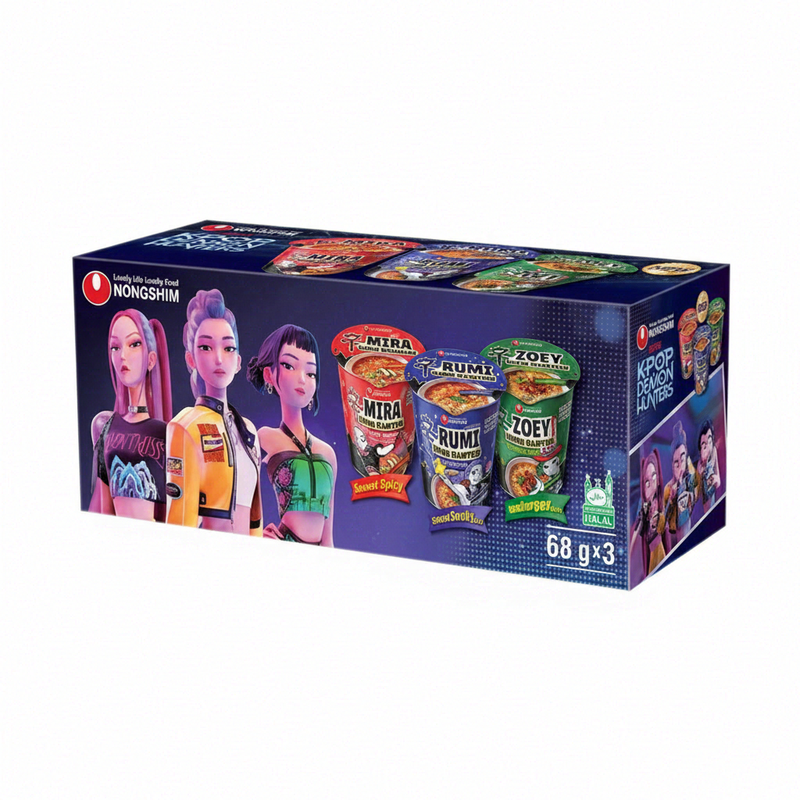 Nongshim K-pop Demon Hunters Instantnudeln 204 g (3 Geschmacksrichtungen: Scharf, Hamburger, Scharf & Rauchig)