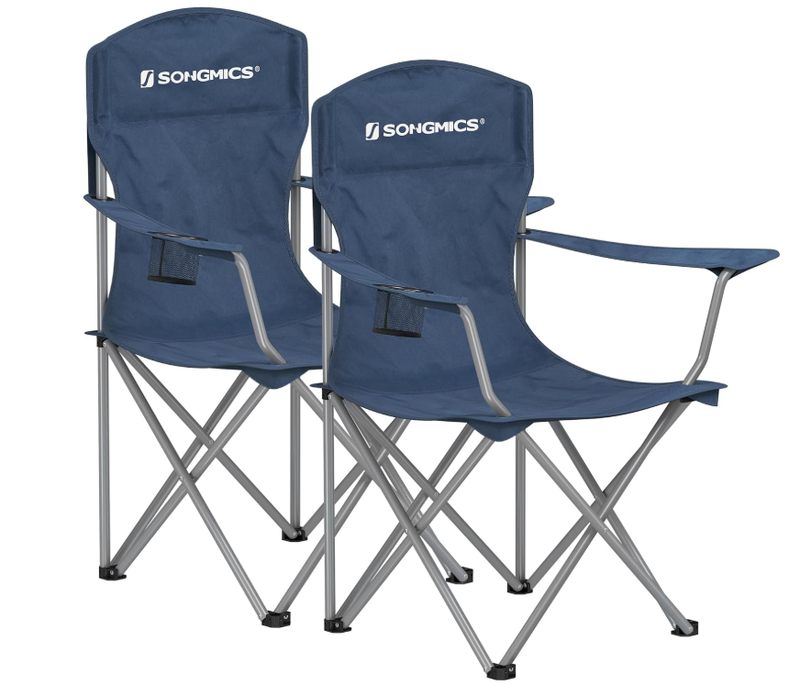 Songmics Home Songmics Set Aus 2 Faltbaren Campingstühlen, Bequem, Robuste Struktur, Max. Belastbarkeit 150 Kg, Outdoor-Stuhl Mit Getränkehalter, Für Camping,