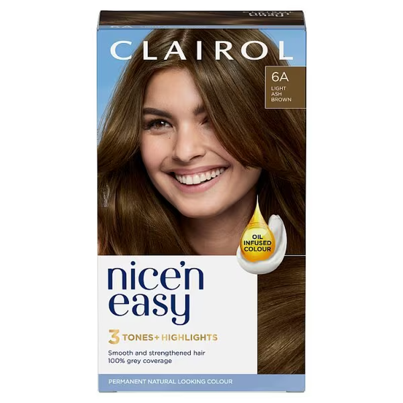 Clairol Light/Brown Nice'n Easy Permanent Hair Dye 6A Ash 177Ml