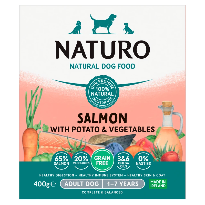 Natural Dog Food Salmon with Potato & Vegetables Adult Dog 1-7 Years 400g