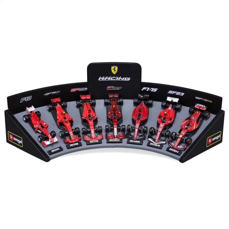Pack de 7 véhicules Bburago Formule 1 Ferrari 143 avec un présentoir - vue 2