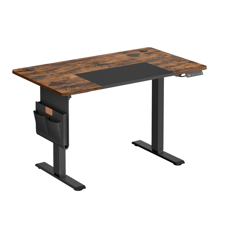 Ochama Höhenverstellbarer Stehtisch, 120 x 60 cm, Memory-Funktion, USB-C-Anschluss, braun-schwarz