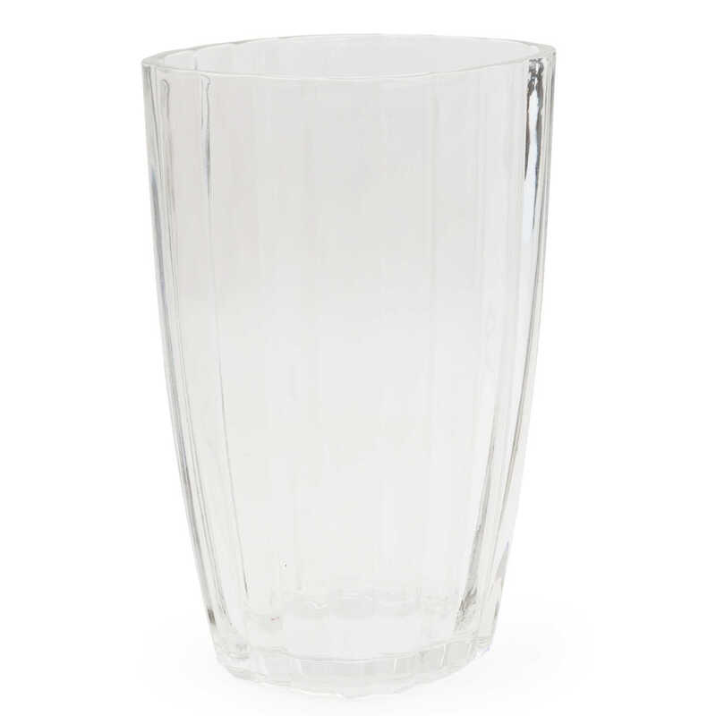 Candlelight Light Candle Vase Ridged Oval Glass Clear H:28cm