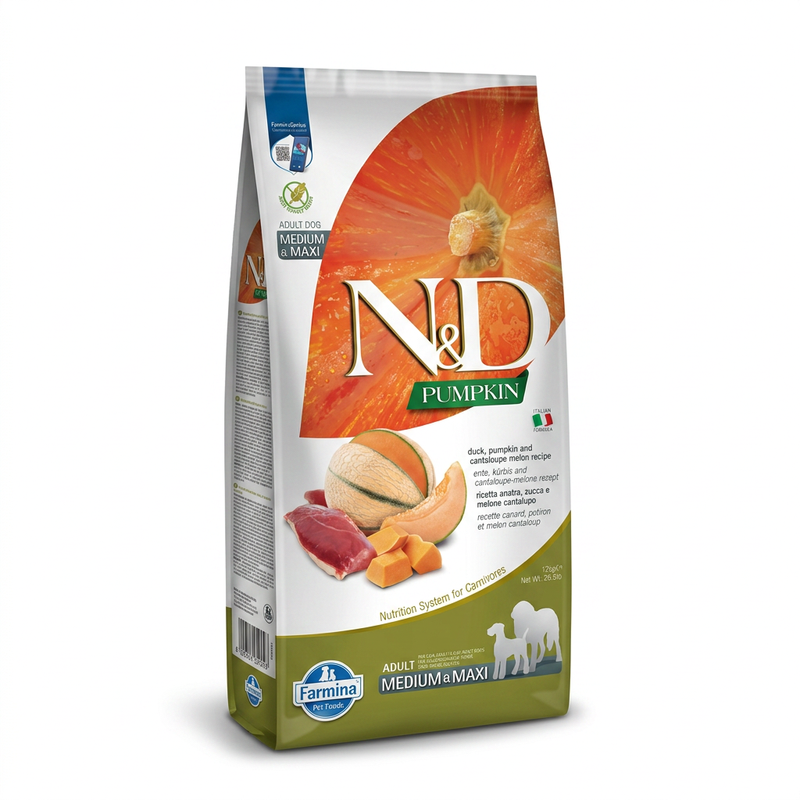 Farmina N&D Kürbis Ente Hundefutter für Erwachsene Mittel-/Großrassen 12 kg