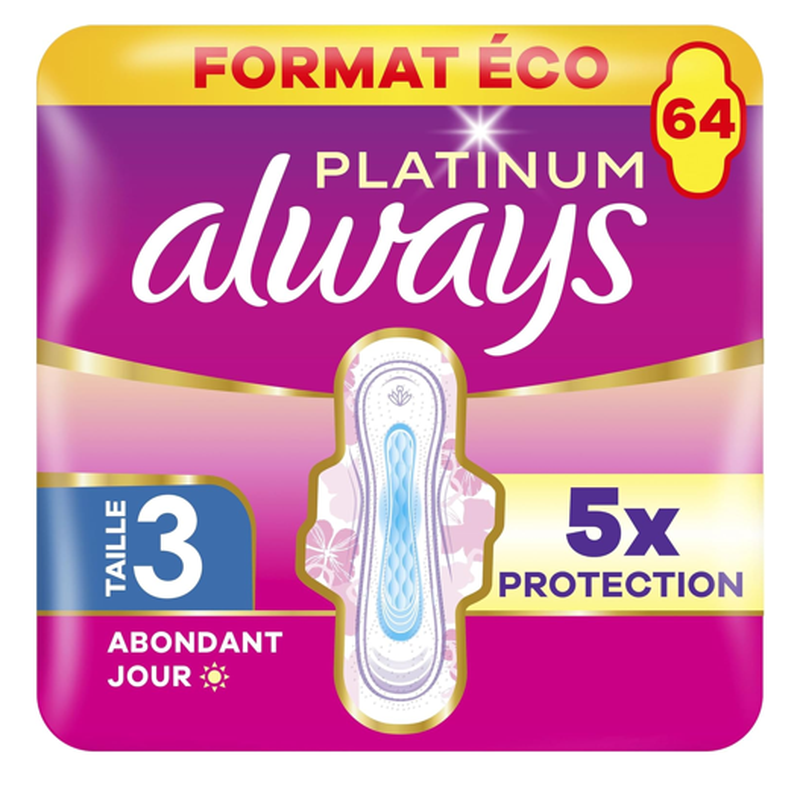 Always Platinum serviettes hygiéniques nuit, 64 unités